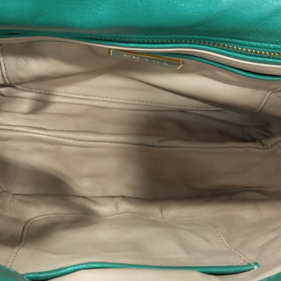 PRADA Resin Chain Gaufre Flap Shoulder Bag Leather BR4851 Aquamarine $2,450 RARE - Picture 6 of 7